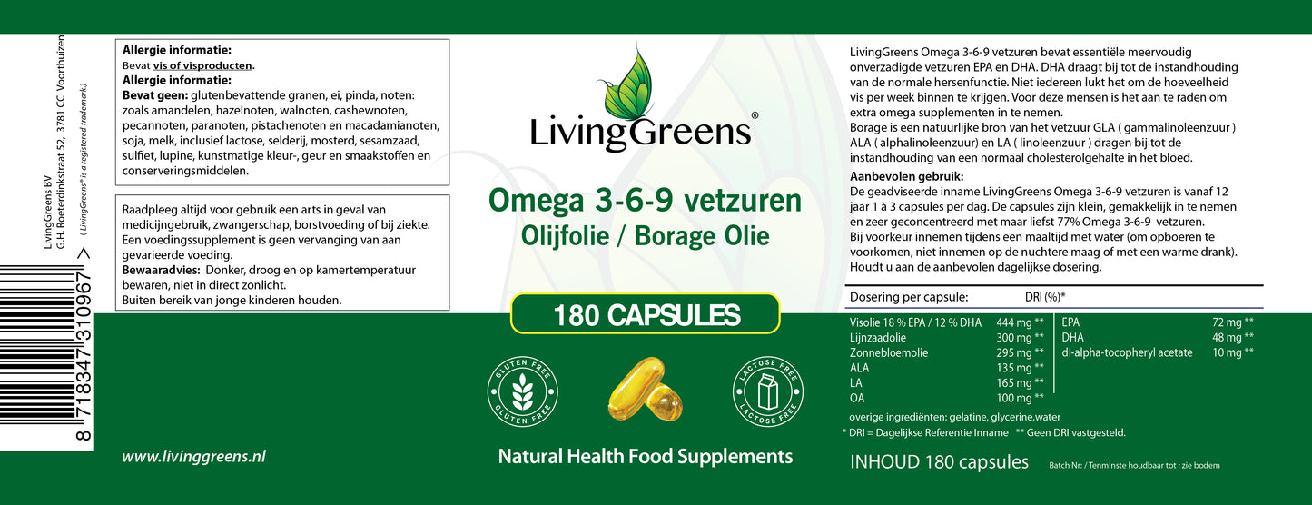 Omega 3-6-9- vetzuren 180 capsules