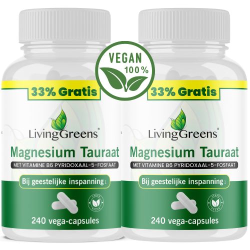 Magnesium Tauraat 2 x 180+60 Gratis Vegetarische capsules