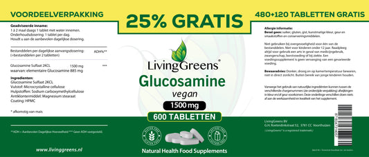 Glucosamine 1500mg -480+120 tabletten gratis- vegan