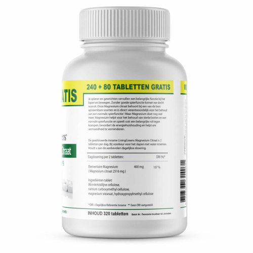 Magnesium Citraat 240+80 tabletten Gratis