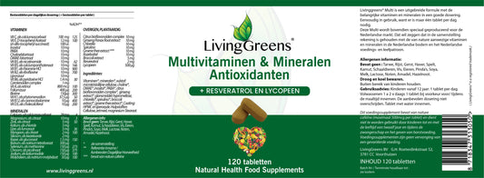 Multivitaminen, Mineralen en Antioxidanten 120 tabletten