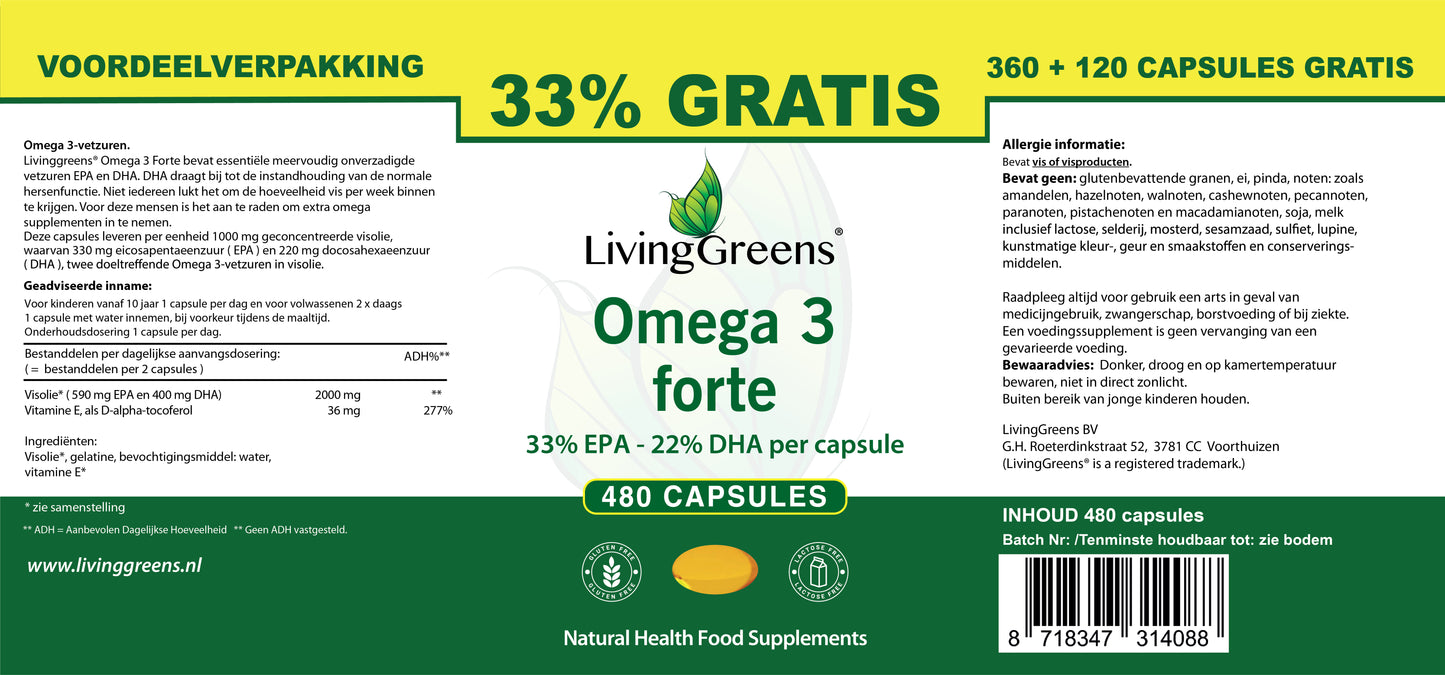 Omega 3 Forte Visolie capsules 360+120 Gratis