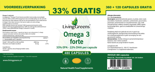 Omega 3 Forte Visolie capsules 360+120 Gratis