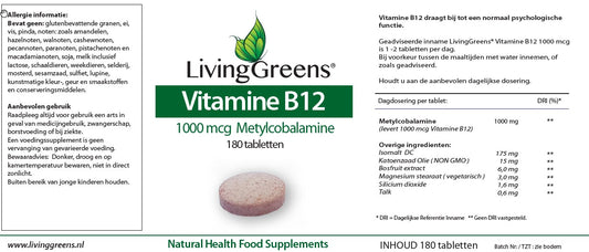 Vitamine B12 1000mcg  180 tabletten
