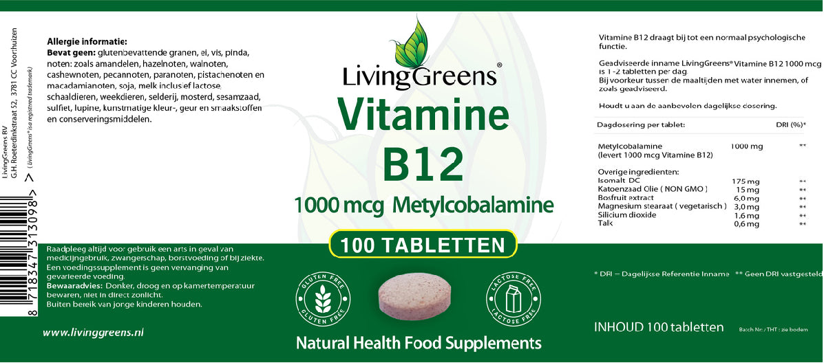 Vitamine B12 1000 mcg 100 tabletten
