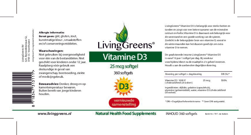 Vitamine D3 25mcg 360 softgels