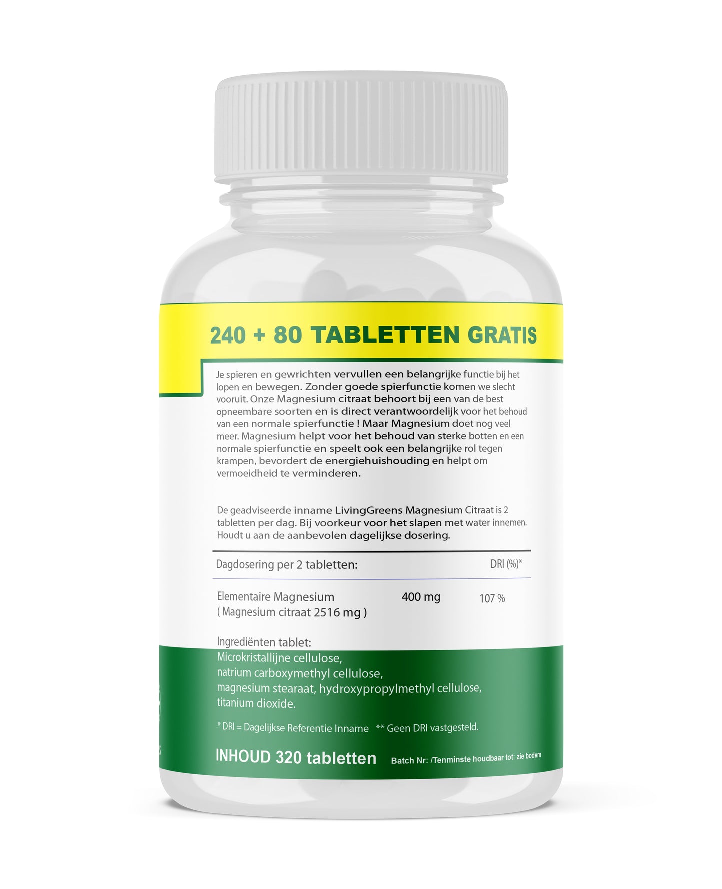 Magnesium Citraat 240+80 tabletten Gratis