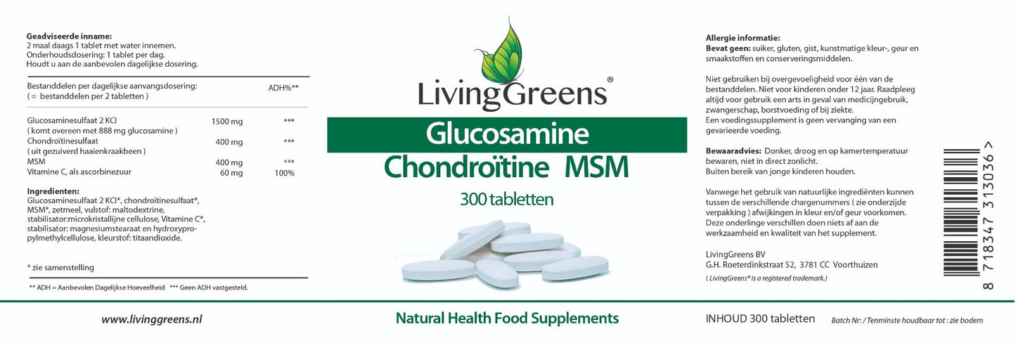 Glucosamine-Chondroïtine-MSM 300 tabletten