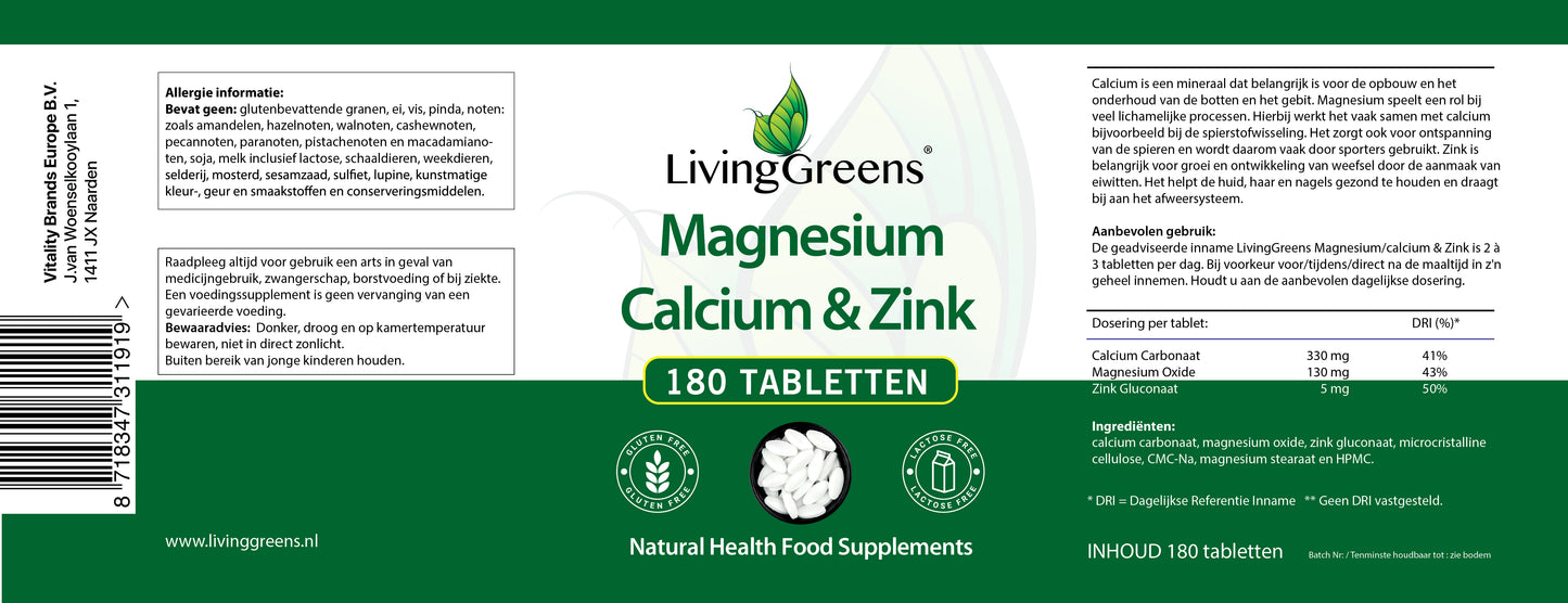 Magnesium-Calcium & Zink 180 tabletten