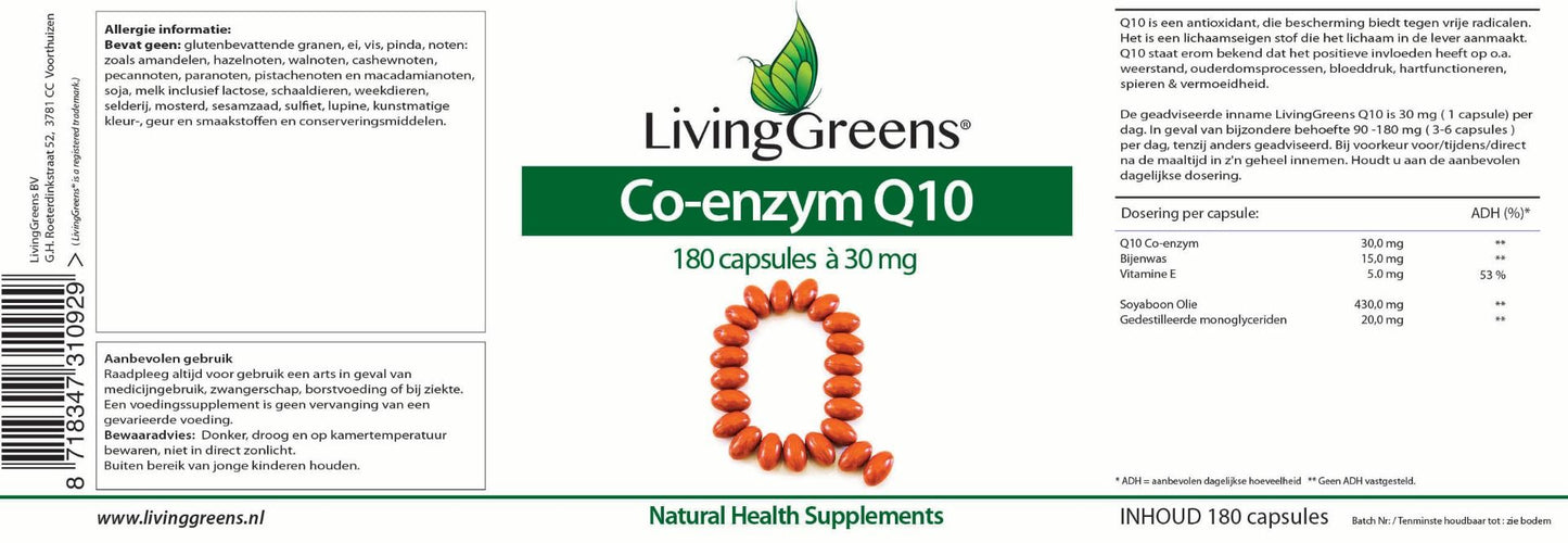 Q10 Co Enzym 30mg 180 capsules