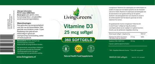 Vitamine D3 25mcg 360 softgels