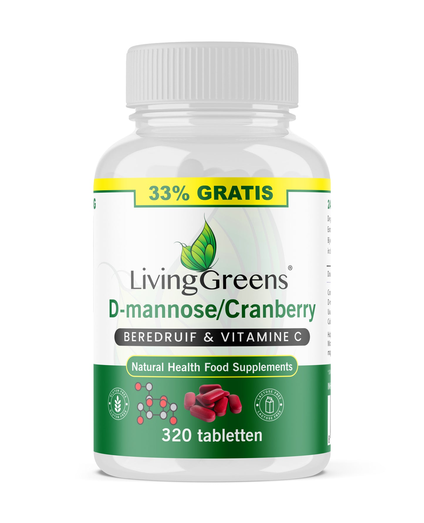 Cranberry met D-Mannose, Vitamine C en Beredruif 240 + 80 tabletten Gratis