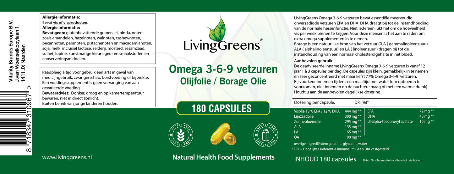 Omega 3-6-9 vetzuren 180 capsules
