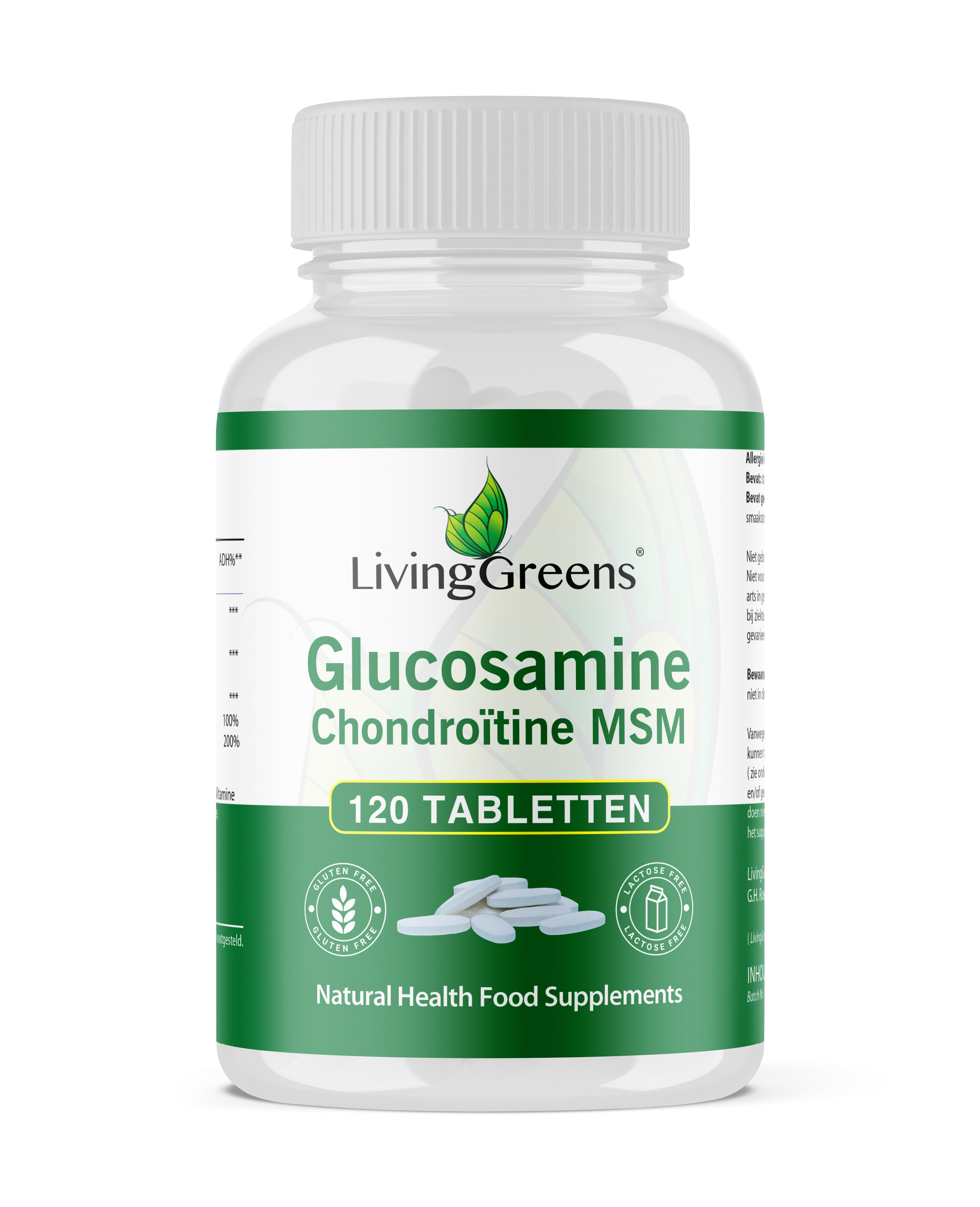 LivingGreens Glucosamine, Chondroïtine & MSM 120 tabletten