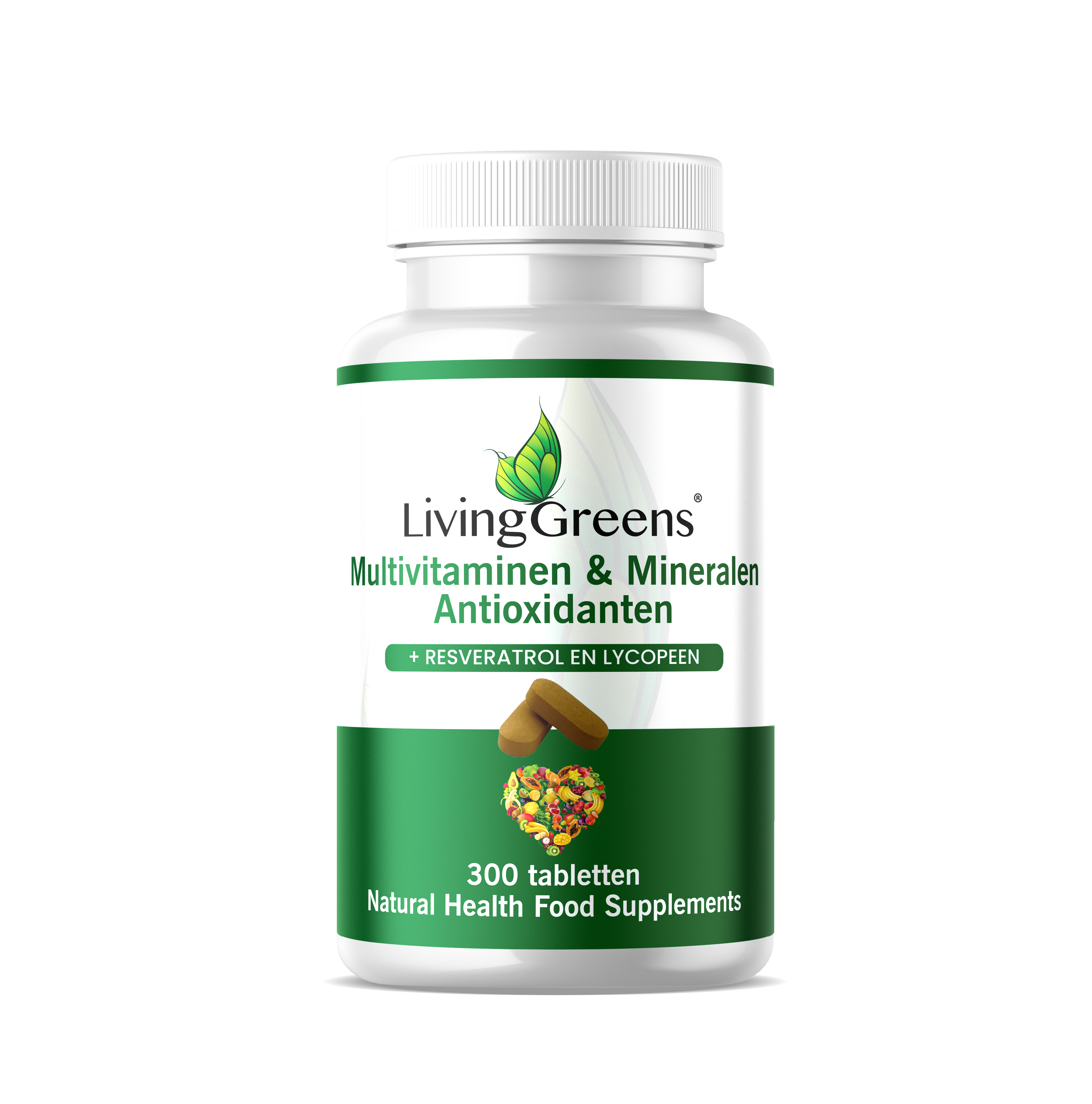 LivingGreens Multivitaminen, Mineralen & Antioxidanten 300 tabletten