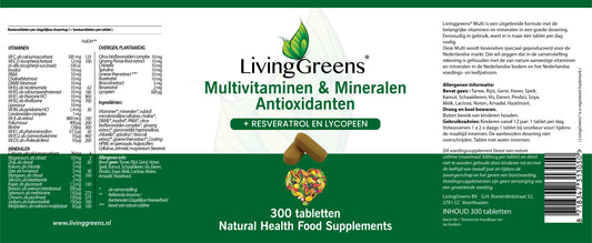 Multivitaminen, Mineralen en Antioxidanten 240+60 tabletten Gratis