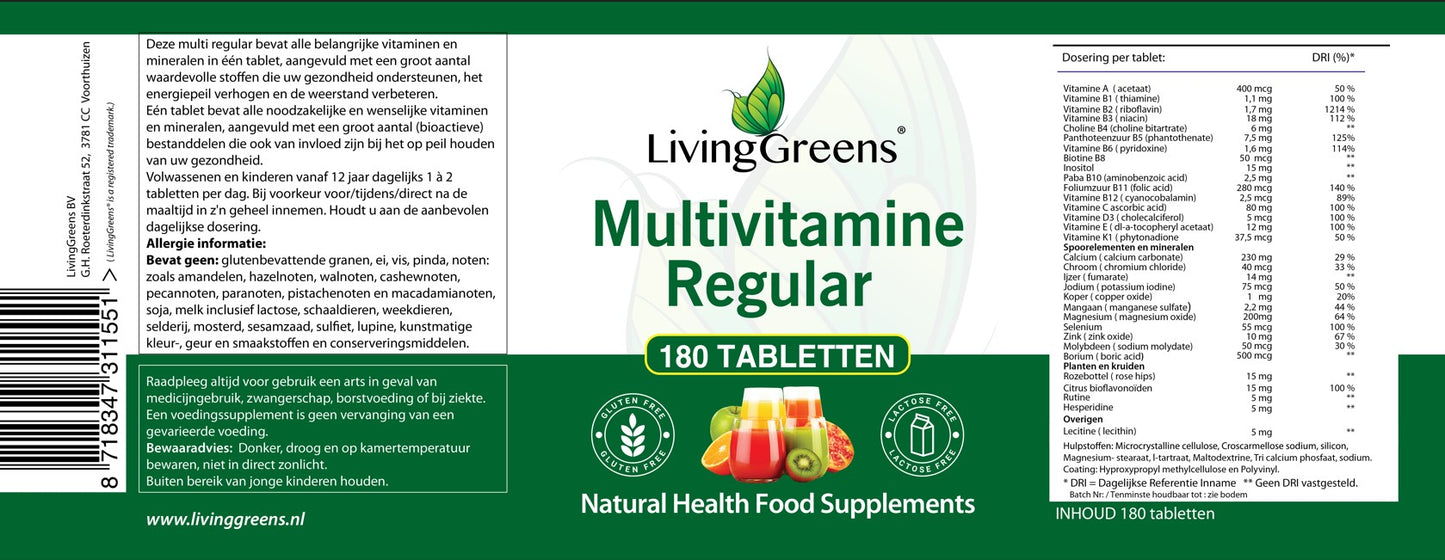 Multivitamine regular 180 tabletten
