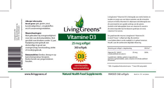 Vitamine D3  25mcg 360 softgels