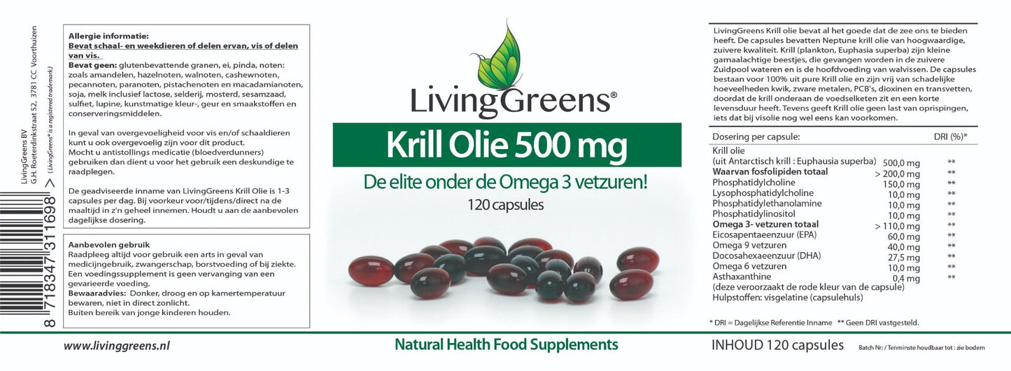 Krillolie 500mg  120 capsules