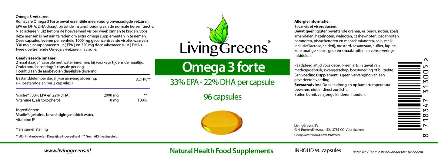 Omega 3 Forte Visolie capsules 96 stuks