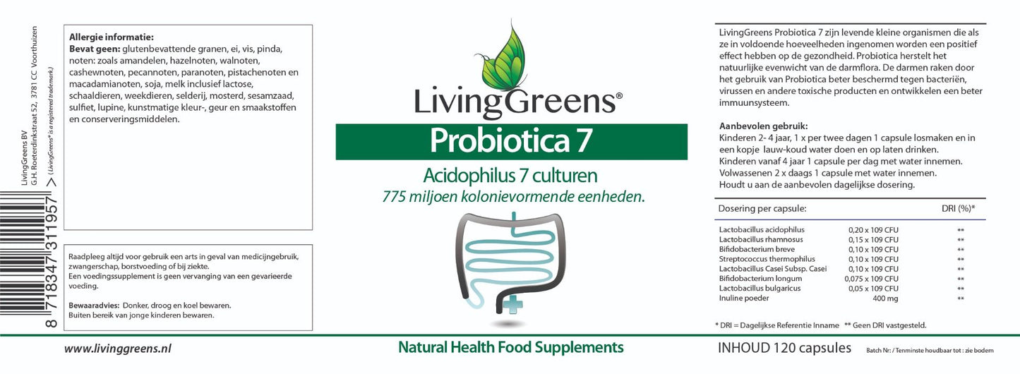 Probiotica 7 Acidophiles culturen 120 capsules