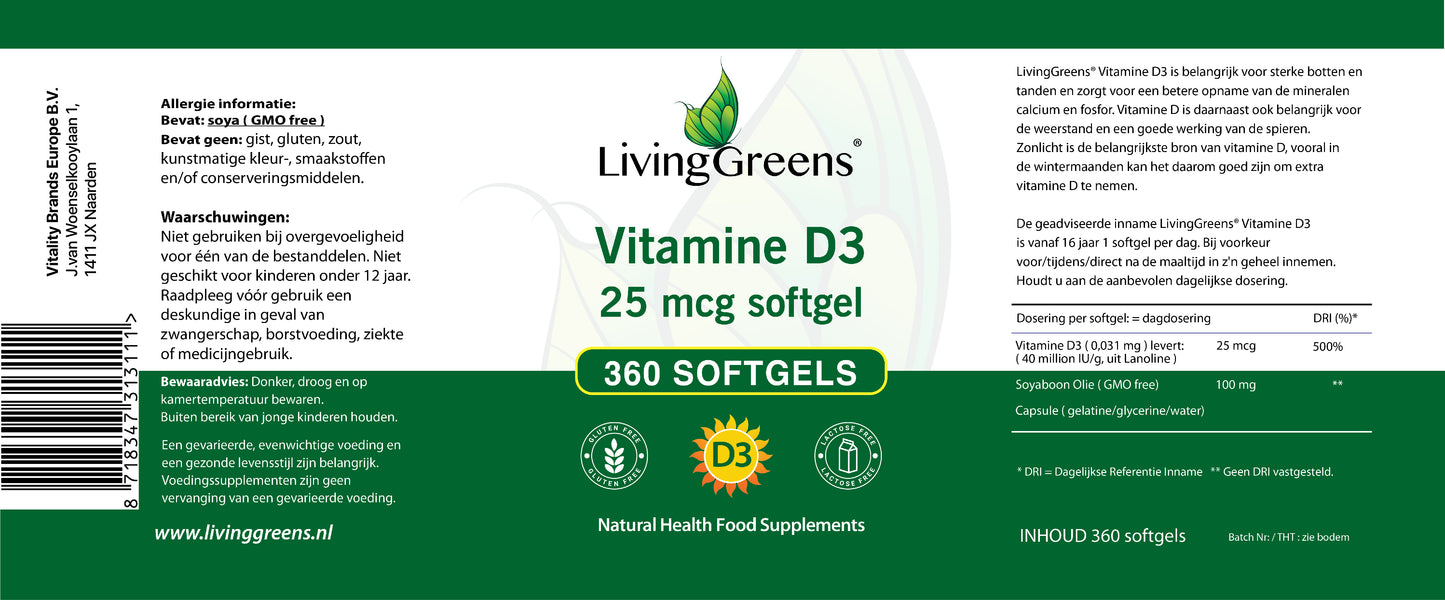 Vitamine D3 360 softgels
