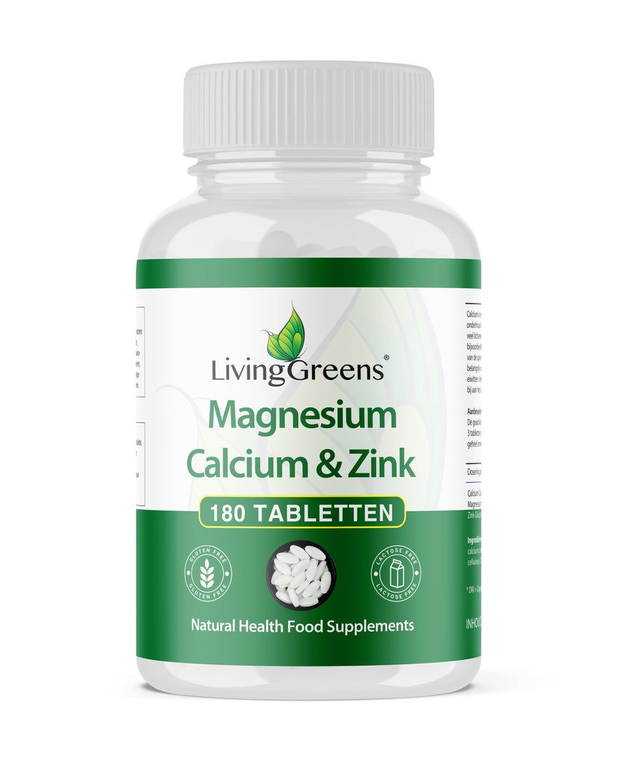 LivingGreens Magnesium, Calcium & Zink 180 tabletten